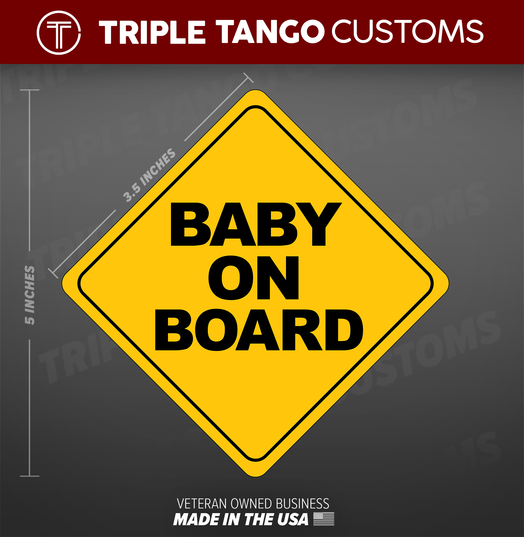 BABY ON BOARD STICKER Safety Warning DECAL Car Window Made in the USA