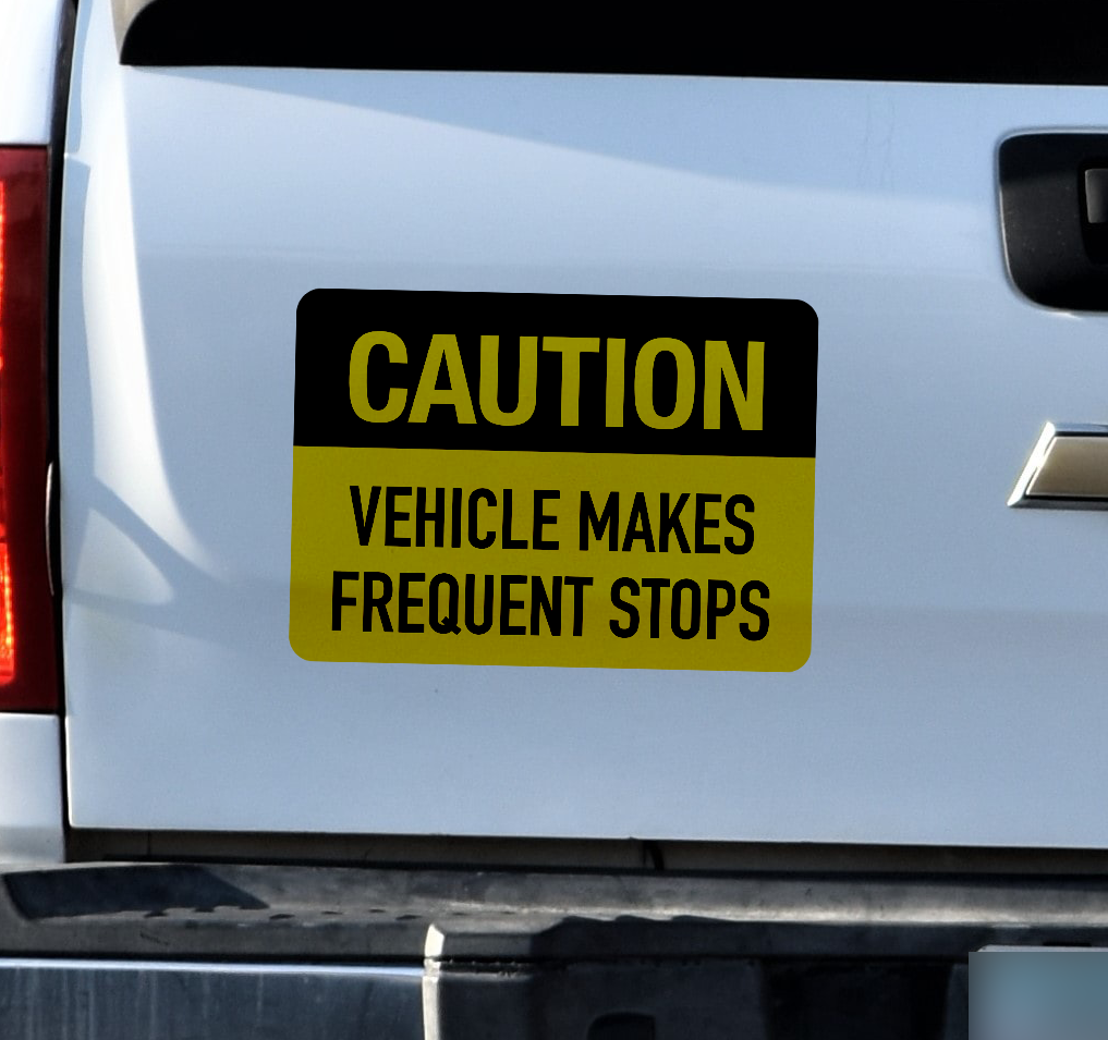 Caution Vehicle Makes Frequent Stops (Sticker)