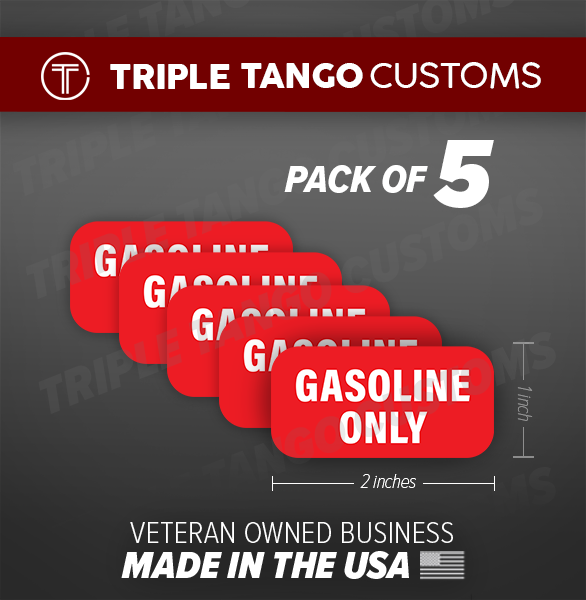 GASOLINE ONLY sticker vinyl (5pcs) fuel warning decal gas can label