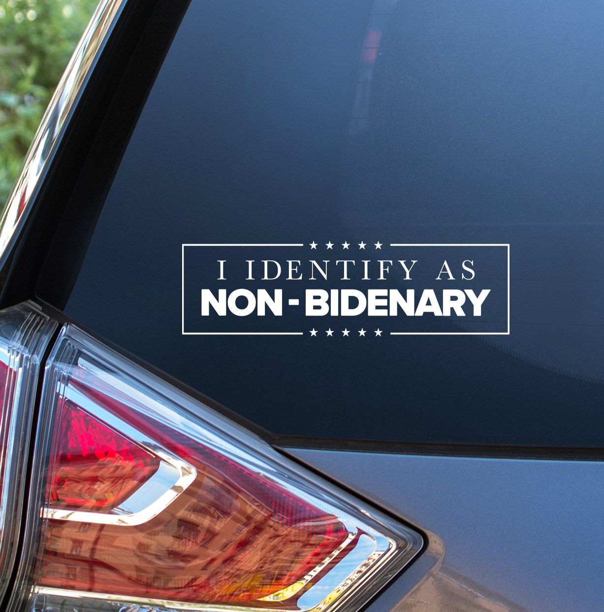 I IDENTIFY AS NON BIDENARY Decal Humor Funny BIDEN Bumper Sticker Trump Car