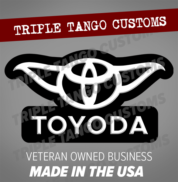 Toyoda Vinyl Decal Funny Bumper Sticker (Black and White)