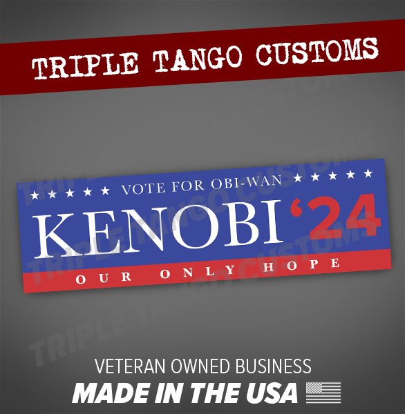 Vote for Obi-Wan Kenobi 2024 Our Only Hope Funny Bumper Sticker 🌟🌟🌟🌟🌟