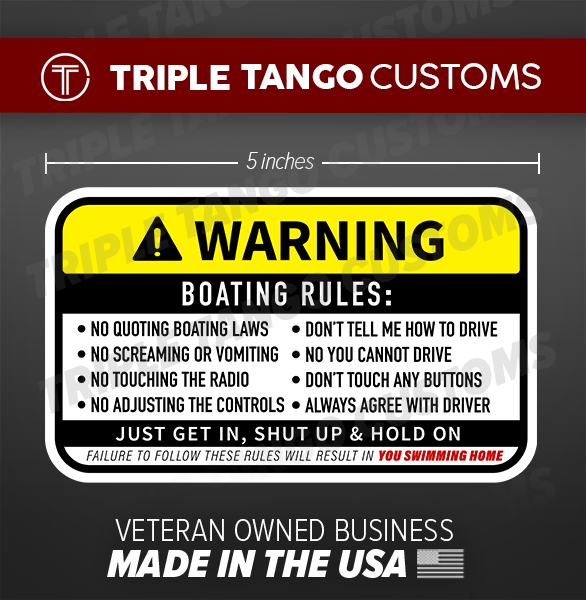 Warning Boating Rules Funny Sticker