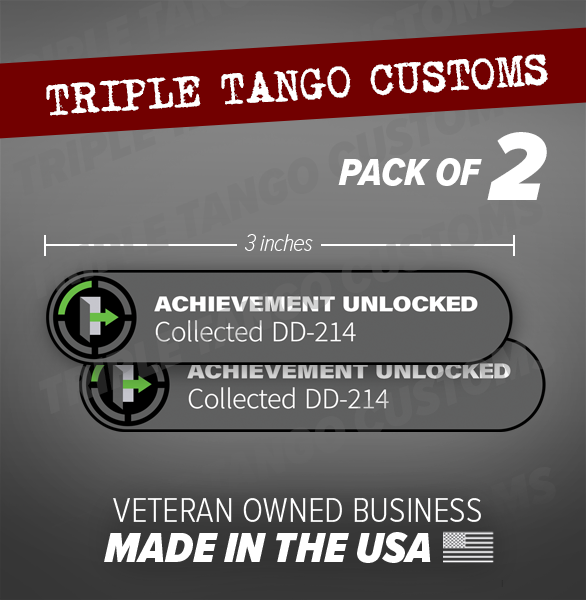 DD-214 ACHIEVEMENT UNLOCKED (2 pc) Veteran Military Armed Forces Sticker Car